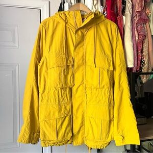 BEST MADE CO. yellow nylon hooded long sleeve zip up windbreaker jacket